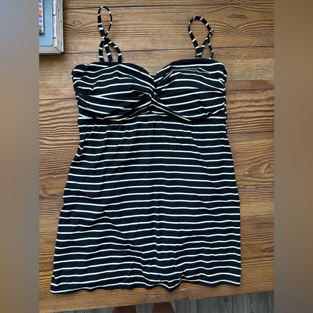 Lands End striped swim dress